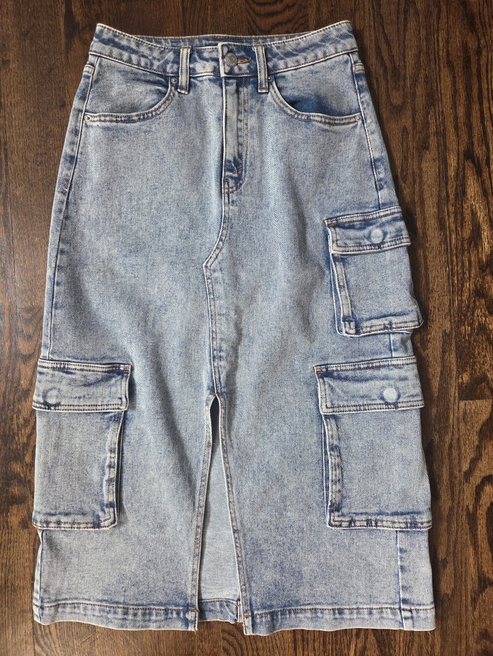 Wild Fable Cargo Denim Midi Utility Skirt